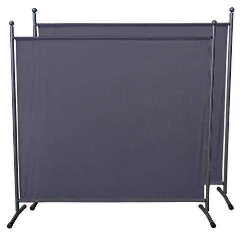QUICK STAR 2 Pezzi Paravento da Giardino 180 x 178 cm Divisorio in Tessuto Balcone Protezione della Privacy Grigio
