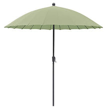 greemotion Ombrellone parasole rotondo inclinabile poliestere Ø ca. 270 cm protezione solare UV50+"Sizilien", con manovella, palo in acciaio, antracite/verde salvia