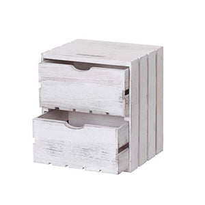 Mendler Comodino cassettiera HWC-C62 serie Vintage 2 cassetti - bianco