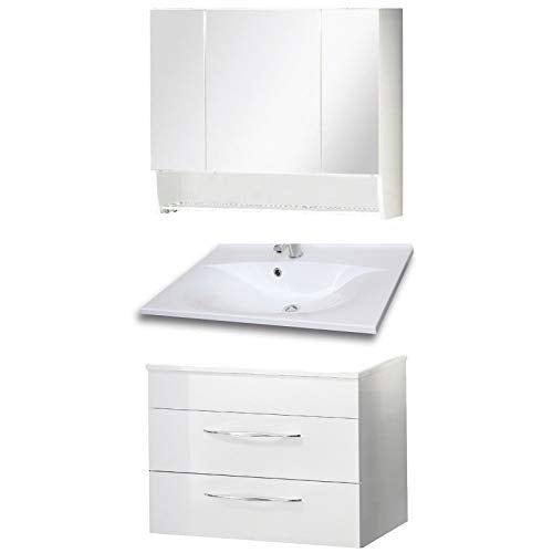Fackelmann Set di mobili da Bagno sceno Mobiletto da Bagno/lavabo/Specchio
