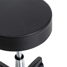 ZXYDD - Sgabello girevole su ruote, regolabile, seduta imbottita rivestita in pelle sintetica, sgabello rotondo per massaggi, colore: nero
