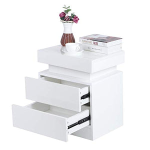 HYM Comodino A LED Coloful LED Bedsideside-Table Grande capacità Armadio con 2 Cassetti per Camera da Letto