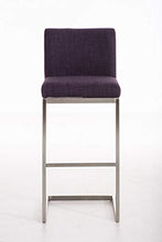 CLP Sgabello Alto in Acciaio Inox Paros in Stoffa I Sgabello Bar Imbottito Alt. 77 CM I Sedia Cucina Design con Schienale, Colore:Viola