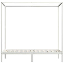 Lasamot Struttura Letto in Legno di Pino con 2 cassetti, Struttura a baldacchino per zanzariera, Staffa per Montante, Adatta per Materasso 90x200 cm (Materasso Non Incluso), Bianca