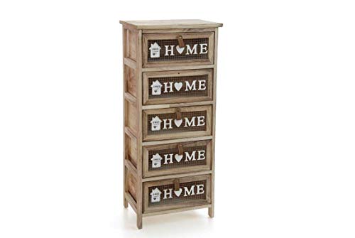 GICOS IMPORT EXPORT SRL Mobile cassettiera in legno colore naturale 5 cassetti retinati decoro HOME 40 * 29 * 90 cm shabby chic EDT-809378