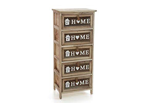 GICOS IMPORT EXPORT SRL Mobile cassettiera in legno colore naturale 5 cassetti retinati decoro HOME 40 * 29 * 90 cm shabby chic EDT-809378