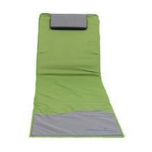Meerweh Strandmatte XXL mit Lehne Strandliege Isomatte Picknickdecke ca. 200x60cm Lettino Prendisole, Poliestere, Verde/Grigio, 200 x 60 x 68 cm
