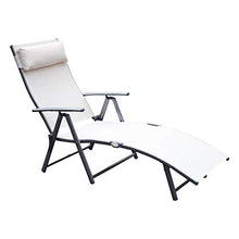 miozzi Lettino da Giardino Piscina Pieghevole Schienale Regolabile Crema Bianco 180x63.5x65 cm