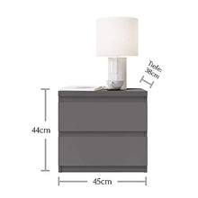 Stella Trading OLLI Due cassetti in Grafite, Moderno Comodino con Spazio per Il Vostro Letto, Legno ingegnerizzato, 45 x 44 x 38 cm