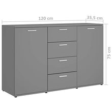 XHCP Credenza, Comodino, Comodino, Mobile Laterale per Soggiorno Camera da Letto Camera da Letto Nero Lucido 120x35,5x75 cm truciolare