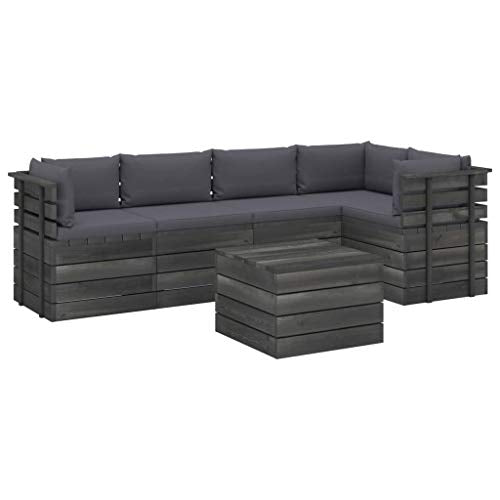 vidaXL Set Divani da Giardino su Pallet 6 pz con Cuscini Massello Pino
