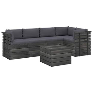 vidaXL Set Divani da Giardino su Pallet 6 pz con Cuscini Massello Pino