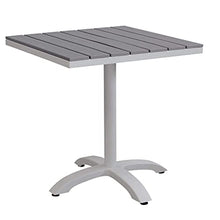 Milani Home s.r.l.s. Set Tavolo Giardino Quadrato Fisso con Piano in Polywood 70 X 70 con 2 Poltrone in Alluminio Tortora da Esterno