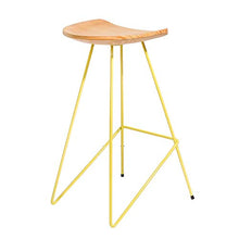 LWW Sgabelli, Legno Sgabelli poggiapiedi pranza le sedie da cucina/Pub/Bar Moderna Semplicità Bar Sgabello Alto Pine seduta gambe giallo metallo, portata massima di carico 100 Kg, Altezza 45/65 /