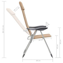 Festnight 2 pz Sedie da Campeggio Pieghevoli Crema in Alluminio,Sedie da Giardino Pieghevoli Reclinabili,Poltrone da Giardino Pieghevoli Reclinabili,Poltrone da Campeggio Pieghevoli 58x69x111cm