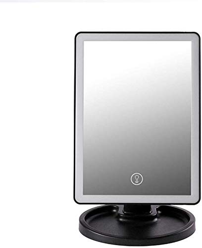 LBWARMB Trucco Specchio con luci Specchio da Tavolo Quadrato Illuminato Specchio LED Beauty Desktop Specchio Multiuso con Jack USB Dimmable Countertop (Color : Black)