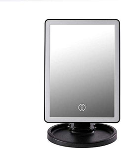 LBWARMB Trucco Specchio con luci Specchio da Tavolo Quadrato Illuminato Specchio LED Beauty Desktop Specchio Multiuso con Jack USB Dimmable Countertop (Color : Black)