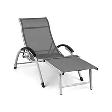 blumfeldt Sunnyvale - Sedia a Sdraio da Giardino, Lounger, Schienale con 4 Regolazioni, Poggiapiedi Pieghevole, Superficie: 174 x 51 cm, Materiale Idrorepellente, PVC/Poliestere, Grigio