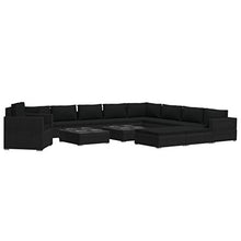 vidaXL Set Divani da Giardino 13 pz con Cuscini Foderati Lavabili Modulare Leggero Elegante Arredi da Esterno in Polyrattan Nero Telaio in Acciaio