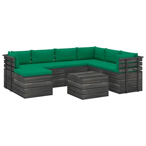 FAMIROSA Set Divani da Giardino su Pallet 8 pz con Cuscini Massello Pino-2048