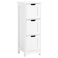 WGYDREAM Comodino Mobile da Bagno Bianco Cassettiera da Terra in Legno 3 Cassetti Armadio Portaoggetti in MDF unità Organizzativa con Gambe in Legno