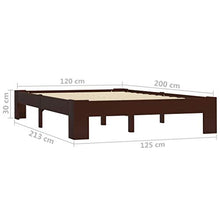 BIGTO - Struttura letto in legno di pino massiccio, per camera da letto, 120 x 200 cm, colore: Marrone scuro