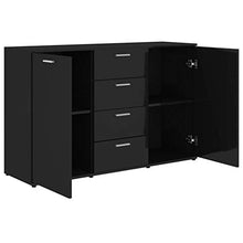 Lasamot Credenza Mobile Laterale Armadio da Cucina Costumista Mobilia Armadio Multiuso Mobiletto del Bagno Truciolare Nero Lucido 120 × 35,5 × 75 cm