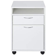 homcom Cassettiera Portadocumenti da Ufficio in Legno Bianco con 2 Cassetti, 4 Ruote Ominidirezionali, 40 x 35 x 60cm