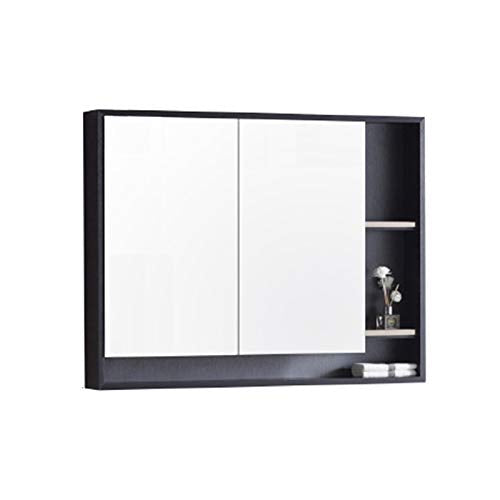 Armadietto Bagno Specchio Mobiletto Pensile Bagno, Armadio Organizzato in Lega di Alluminio Armadietti Parete Salvaspazio Contenitore con Ripiani,90cm