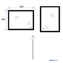 Meykoers Specchio Bagno LED 80 x 60 cm con Anti-appannamento con dimmerabile, bianco caldo / bianco freddo / neutro, 3000-6500 K