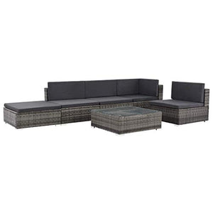 SOULONG Set Divani da Giardino, Set 6 Pezzi Mobili da Giardino in Polyrattan, Divano e Tavolino con Cuscini Giardino per Esterno
