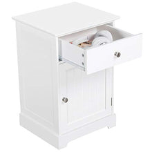Yaheetech Comodino Bianco Moderno da Camera da Letto Armadietto Cameretta Tavolino da Salotto Laterale Divano con 1 Anta Cassetto e Ripiano Regolabile 40 x 35 x 60 cm