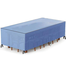 Wemk Copertura per Mobili da Giardino, Copertura Tavolo Esterno Impermeabile, Tessuto Oxford Resistente 420D, 4 Fibbie Antivento, Impermeabile E Antipolvere, Anti-UV, 213 X 132 X 74 cm (Blu)