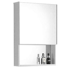 specchio da parete moderno rotondo Armadietto per specchio da parete per bagno con ante e ripiano in metallo Organizzatore multiuso (40 × 65 cm / 15,7 '' × 25,6 '') specchio da parete grande