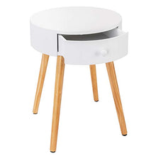 WOLTU TS51ws-1 Comodino Rotondo con Cassetto Organizzatore da Letto Tavolino da Salotto in Legno Bianco 38 cm