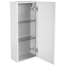 FACKELMANN - Set di mobili da bagno, 5 pezzi, colore: Bianco lucido Milano - Lavandino in ceramica da appendere, 100 cm e 3 ante a LED