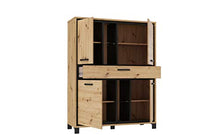 Meubletmoi - Armadio a 4 ante e 1 cassetto, in legno chiaro e nero, design industriale moderno, collezione Alia