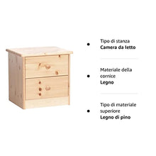 Steens 17800219 - Comodino"Mario", 41 x 42 x 35 cm, legno di pino massiccio, verniciatura naturale, beige