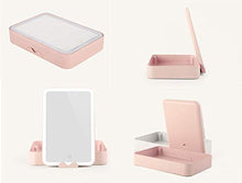 WM Specchio di Stoccaggio Portatile Pieghevole Specchio Il Trucco Leggero A Specchio con Specchio di Vanità Specchio Il Trucco A LED con Piccolo Specchio mirror-10.24 (Color : Pink)