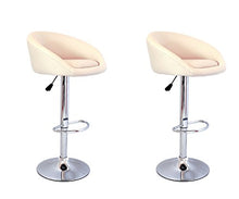 Yellowshop - Sgabelli in Similpelle Ecopelle Panna Beige Disign Ergonomico Girevole Regolabile Direzionale con Schienale E Poggiapiedi da Bar Pub Studio Ufficio Cucina Modello York Coppia (2 Pezzi)