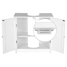 WOLTU Mobile Sottolavabo per Bagno Mobiletto a Terra Sottolavandino Armadietto Bianco a Due Ante con Ripiani in MDF BZS02ws