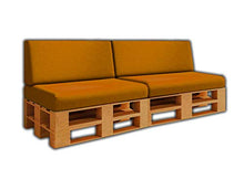 Confezione risparmio 2 posti + 2 cuscini Schienali per divano pallet / euro pallet | Rimovibile | Interni ed esterni | Colore senape | Schiuma ad alta densità.