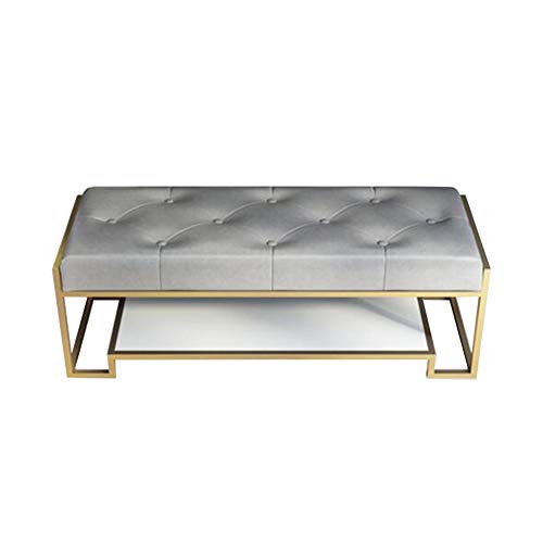 LXESWM Panca Ottomana Ottomano Bench Pelle Poggiapiedi Faux Nordic Semplice Ferro Battuto Scarpe Banco Soggiorno Bedroom End Sgabello (Colore : B, Size : M)