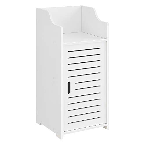 [en.casa] Armadietto da Bagno a Terra con Anta e Ripiani 72 x 32 x 32 cm Mobiletto da Stoccaggio Armadio da Bagno con Sportello di Design - Bianco