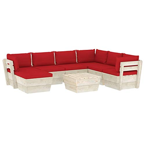 FAMIROSA Set Divani da Giardino su Pallet 8 pz con Cuscini Legno Abete-3642