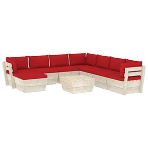 FAMIROSA Set Divani da Giardino su Pallet 9 pz con Cuscini Legno Abete-3666