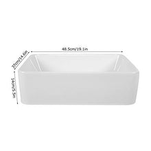 Lavello Cucina Hotel, Lavabo da appoggio in ceramica, 48,5 x 37 x 14 cm, Colore: bianco