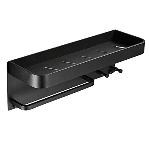 NHLBD Mensola da Bagno, mensola portaoggetti - Bagno Rack Corso igienici Chrome Nero Mensola Rust for Bagno con portasciugamani (40x13x14cm) partizione Bagno