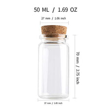 5 bottiglie di vetro con sughero, barattoli per artigianato (47,9 g, 50 ml).