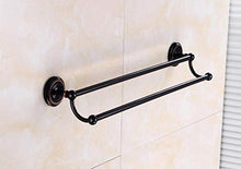 Europeo tutto nero bronzo portasciugamani pieghevole set retro portasciugamani bagno bagno mensola hardware appeso a parete doppio portasciugamani